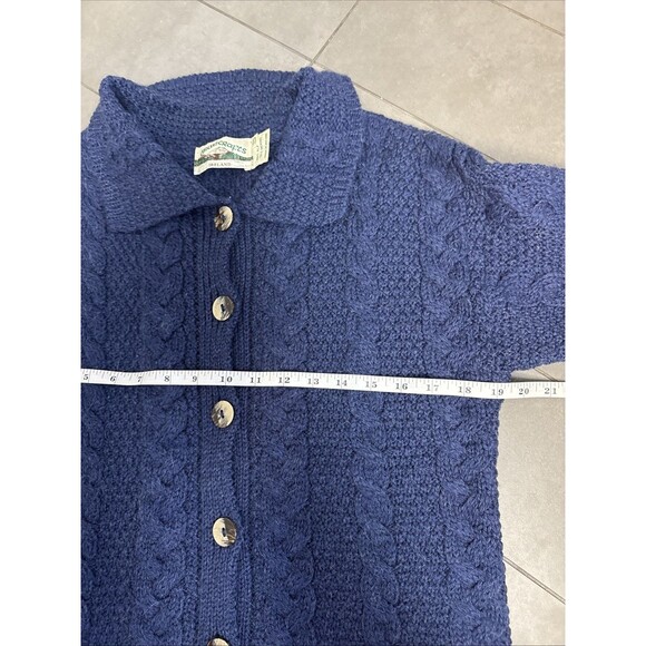 Aran Crafts Cardigan Sweater Small Marino Wool Cable Knit‎ Fisherman Button Up - Picture 7 of 8